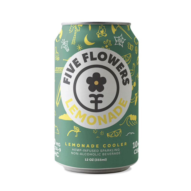 Five Flowers Sparkling Beverages 10mg CBD 10mg THC / Lemonade / Single